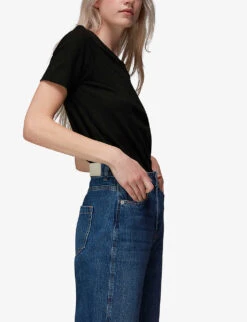 Whistles Rosa Double-trim Cotton T-shirt -Ted Baker Store R03948409 BLACK ALT05