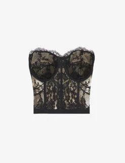 Alexander McQueen Floral Lace Bustier Woven Top