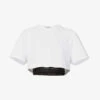 Alexander McQueen Cropped Bustier Cotton-jersey And Mesh T-shirt -Ted Baker Store R03951915 OPTICALWHITE M