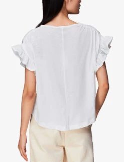 Whistles Frilled-sleeve Drawstring-shoulder Cotton Top 11 Whistles Frilled-sleeve Drawstring-shoulder Cotton Top -Ted Baker Store R03952634 WHITE ALT03