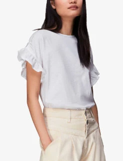 Whistles Frilled-sleeve Drawstring-shoulder Cotton Top 13 Whistles Frilled-sleeve Drawstring-shoulder Cotton Top -Ted Baker Store R03952634 WHITE ALT05