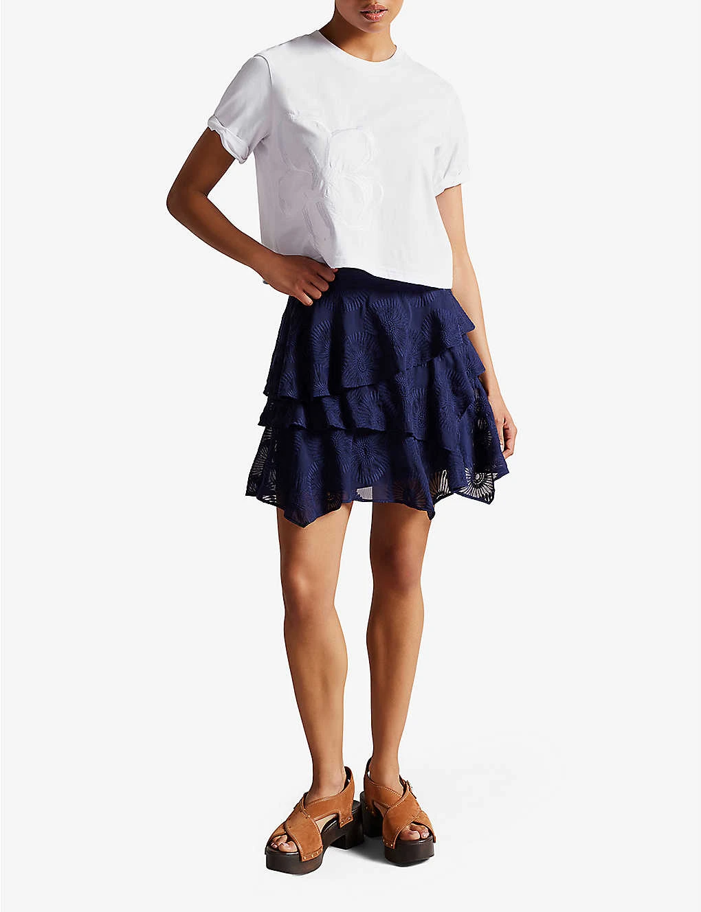 Ted Baker Carmyn Floral-embossed Cotton T-shirt 4 Ted Baker Carmyn Floral-embossed Cotton T-shirt - Image 2