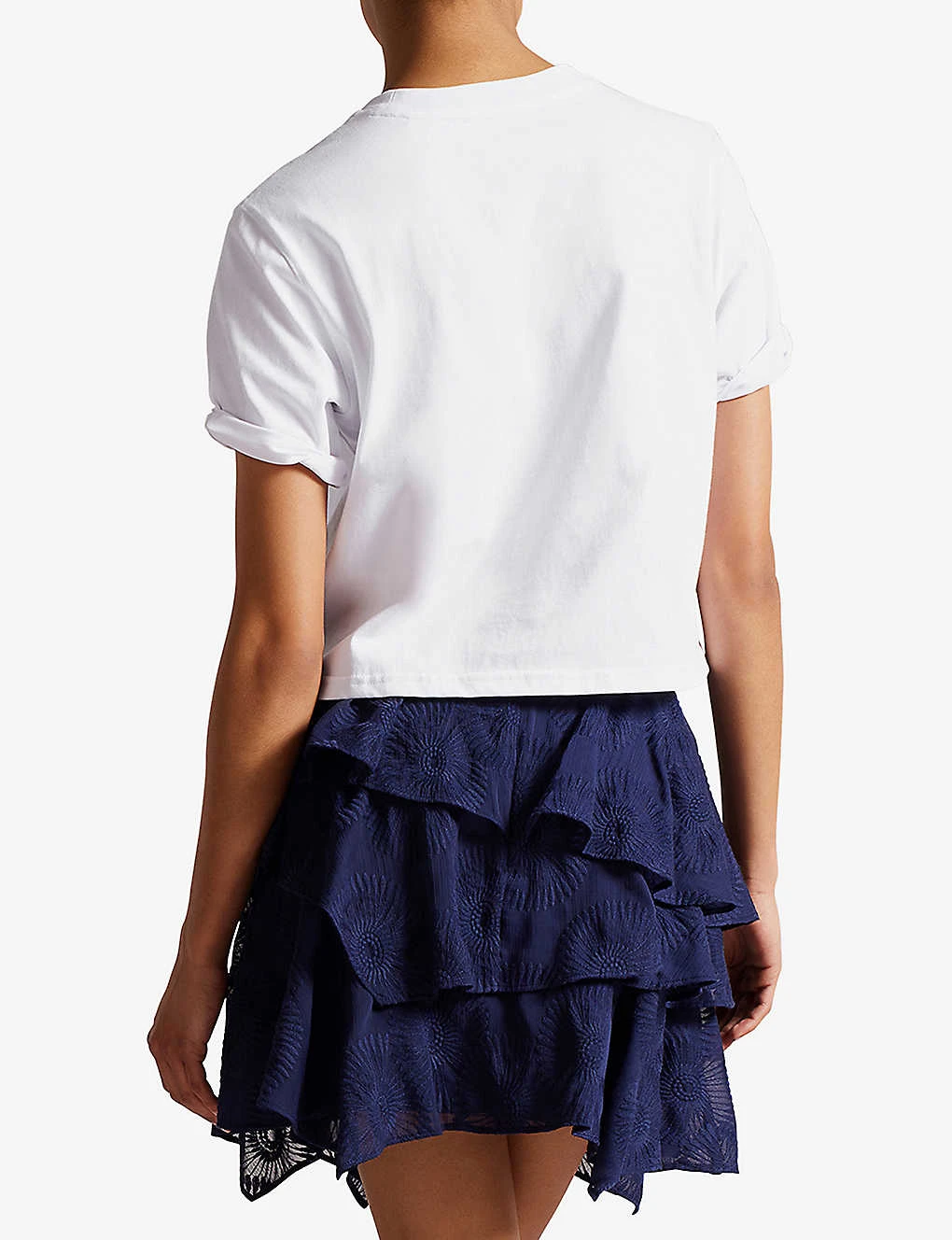 Ted Baker Carmyn Floral-embossed Cotton T-shirt 6 Ted Baker Carmyn Floral-embossed Cotton T-shirt - Image 4