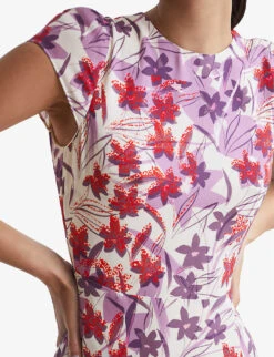 Reiss Livia Mosaic-print Cut-out Detail Woven Midi Dress -Ted Baker Store R03958181 PINKPURPLE ALT05