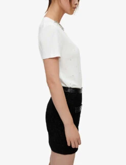 Maje Rocky Embellished Cotton T-shirt -Ted Baker Store R03958793 BLANC ALT02