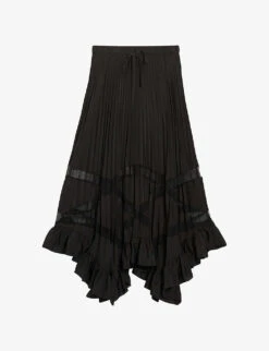 CLAUDIE PIERLOT Seloda Pleated Ruffled Woven Maxi Skirt