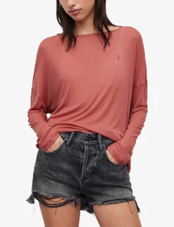 AllSaints Rita Relaxed-fit Jersey Top -Ted Baker Store R03961044 TAINTEDPINK ALT02