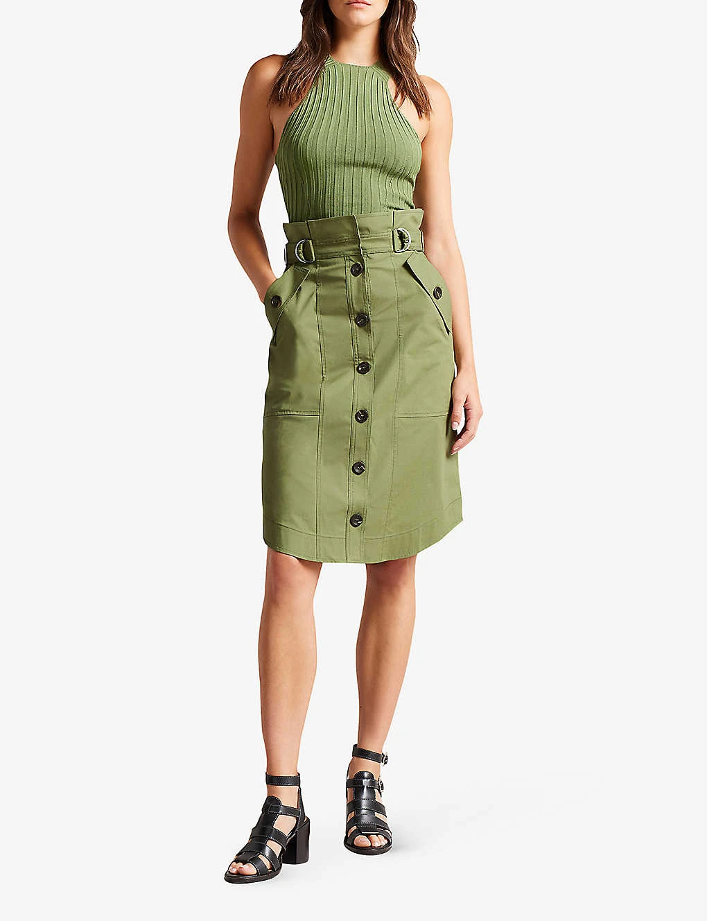 Ted Baker Siyanne Paperbag-waist Stretch-cotton Skirt 4 Ted Baker Siyanne Paperbag-waist Stretch-cotton Skirt - Image 2