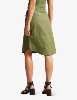 Ted Baker Siyanne Paperbag-waist Stretch-cotton Skirt 9 Ted Baker Siyanne Paperbag-waist Stretch-cotton Skirt -Ted Baker Store R03971496 KHAKI ALT03