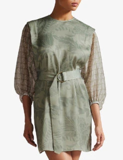 Ted Baker Tahnya Graphic-print Shell Mini Dress -Ted Baker Store R03971509 MIDGREEN ALT02