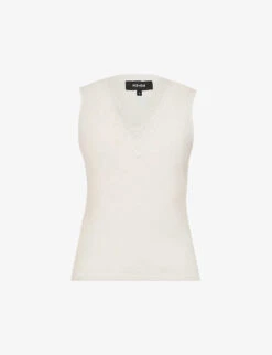 ME AND EM Lace-trim V-neck Cotton-blend Top