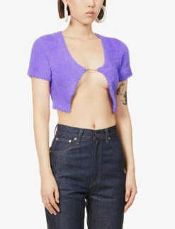Jacquemus La Maille Neve Cropped Stretch-woven Top -Ted Baker Store R03972585 PURPLE ALT02