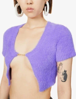 Jacquemus La Maille Neve Cropped Stretch-woven Top -Ted Baker Store R03972585 PURPLE ALT04