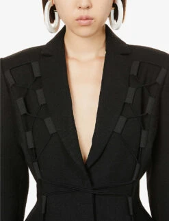 Jacquemus Le Manteau Lacciu Criss-cross Wool Jacket -Ted Baker Store R03972663 BLACK ALT04