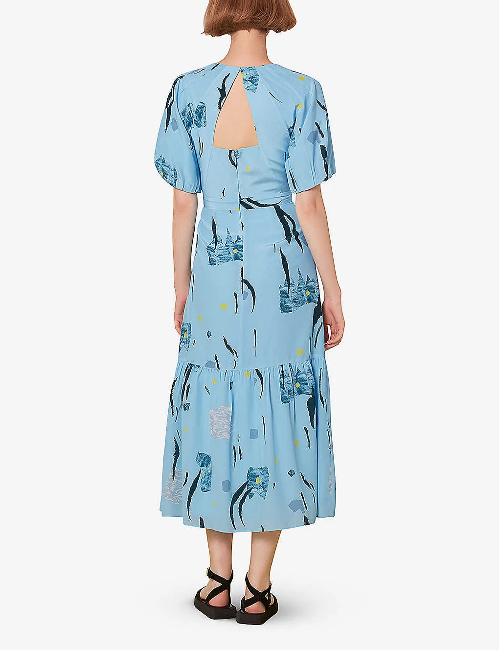 Whistles Abstract-print V-neck Silk Midi Dress 4 Whistles Abstract-print V-neck Silk Midi Dress - Image 2