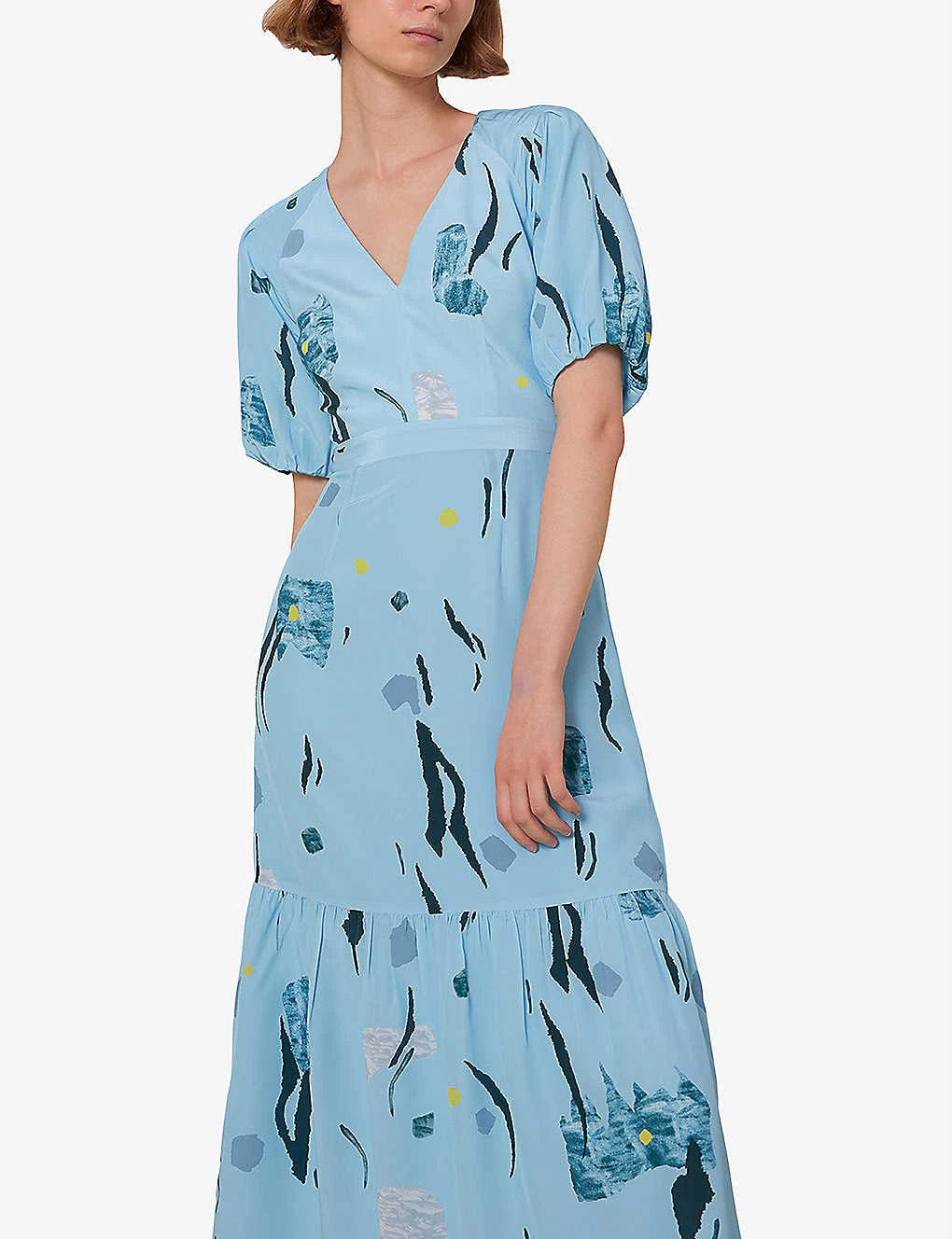 Whistles Abstract-print V-neck Silk Midi Dress 5 Whistles Abstract-print V-neck Silk Midi Dress - Image 3