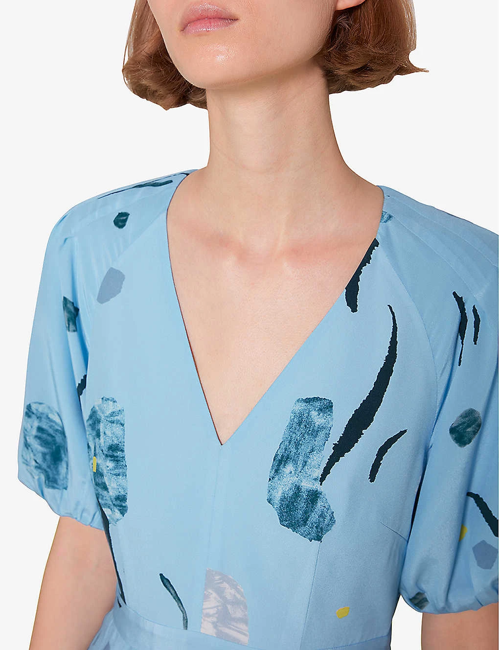 Whistles Abstract-print V-neck Silk Midi Dress 7 Whistles Abstract-print V-neck Silk Midi Dress - Image 5