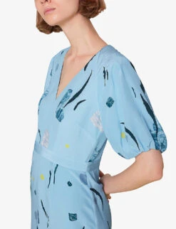 Whistles Abstract-print V-neck Silk Midi Dress 13 Whistles Abstract-print V-neck Silk Midi Dress -Ted Baker Store R03974339 MULTICOLOURED ALT05