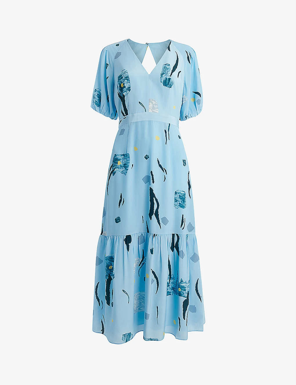 Whistles Abstract-print V-neck Silk Midi Dress 3 Whistles Abstract-print V-neck Silk Midi Dress