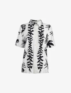 Whistles Graphic Print Ramie-blend Bowling Shirt