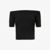 Alexander McQueen Off-the-shoulder Fitted Stretch-woven Top -Ted Baker Store R03980608 BLACK M