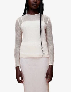 Whistles Sarai Sequined Recycled-polyester Top -Ted Baker Store R03981356 PALEPINK ALT02