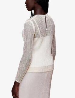 Whistles Sarai Sequined Recycled-polyester Top -Ted Baker Store R03981356 PALEPINK ALT03