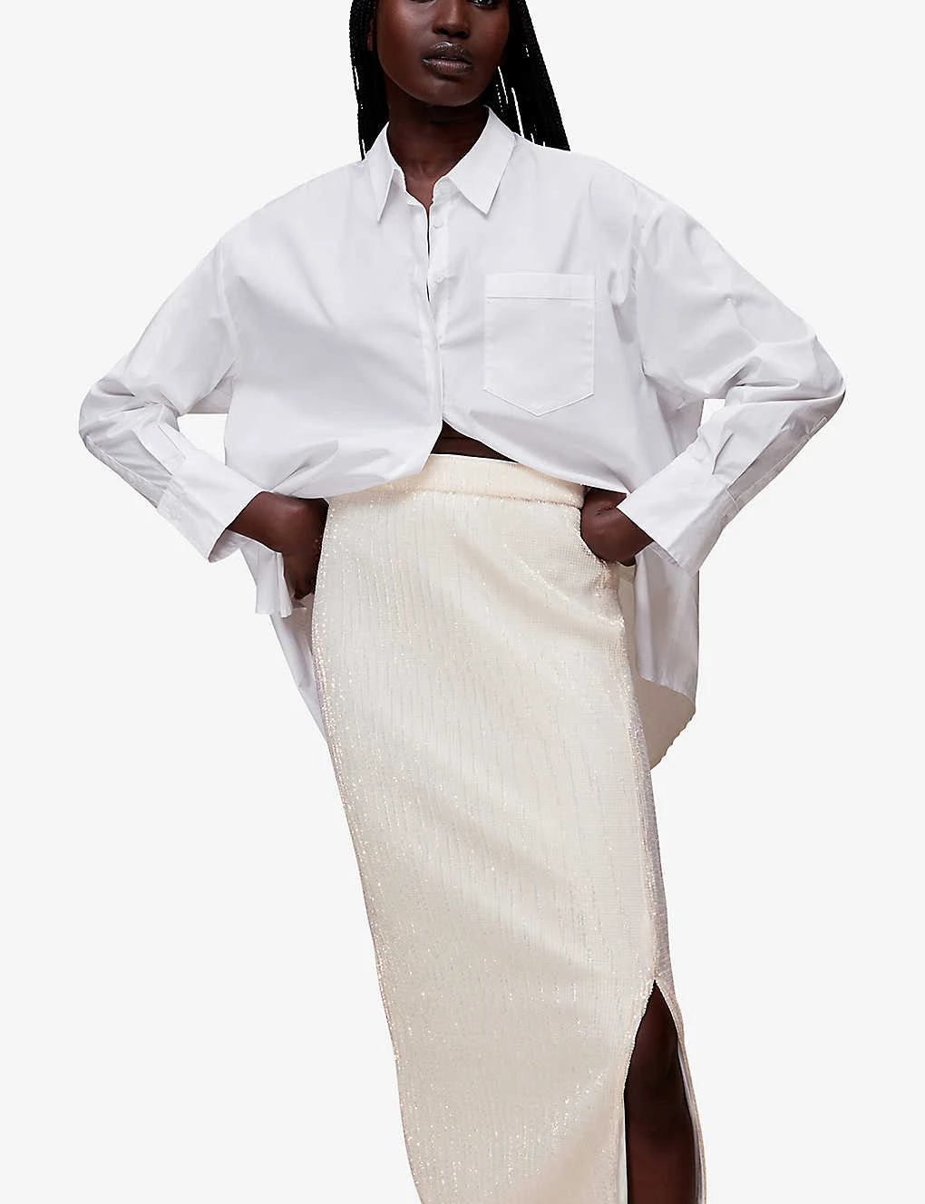 Whistles Sadie Sequined Recycled-polyester Midi Skirt 5 Whistles Sadie Sequined Recycled-polyester Midi Skirt - Image 3