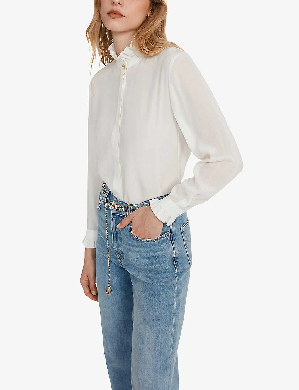 CLAUDIE PIERLOT Chabine Ruffle-collar Silk Shirt 7 CLAUDIE PIERLOT Chabine Ruffle-collar Silk Shirt - Image 5