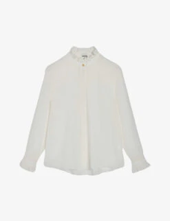 CLAUDIE PIERLOT Chabine Ruffle-collar Silk Shirt