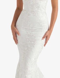 Solene Scallop-trim Floral-lace Bridal Gown -Ted Baker Store R03983442 WHITE ALT04