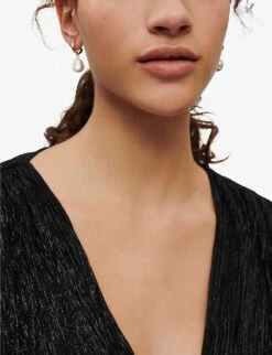 Maje Ruffiniti V-neck Woven Midi Dress -Ted Baker Store R03986002 NOIRGRIS ALT04