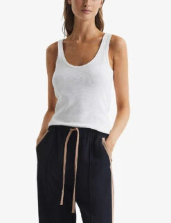 Reiss Violet Scoop-neck Ribbed Stretch-cotton Vest -Ted Baker Store R03988066 WHITE ALT02