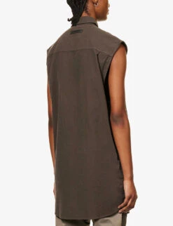 ESSENTIALS Oxford Logo-patch Sleeveless Cotton Shirt -Ted Baker Store R03991675 OFFBLACK ALT03