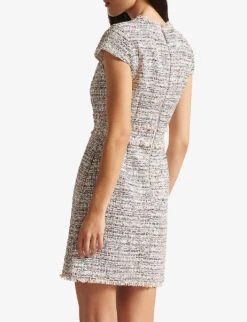 Ted Baker Renatad Frayed-edge Tweed Mini Dress -Ted Baker Store R03991825 LTPINK ALT03