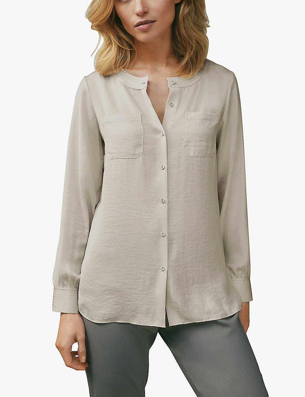 Button-down Collarless Recycled-polyester Shirt 4 Button-down Collarless Recycled-polyester Shirt - Image 2