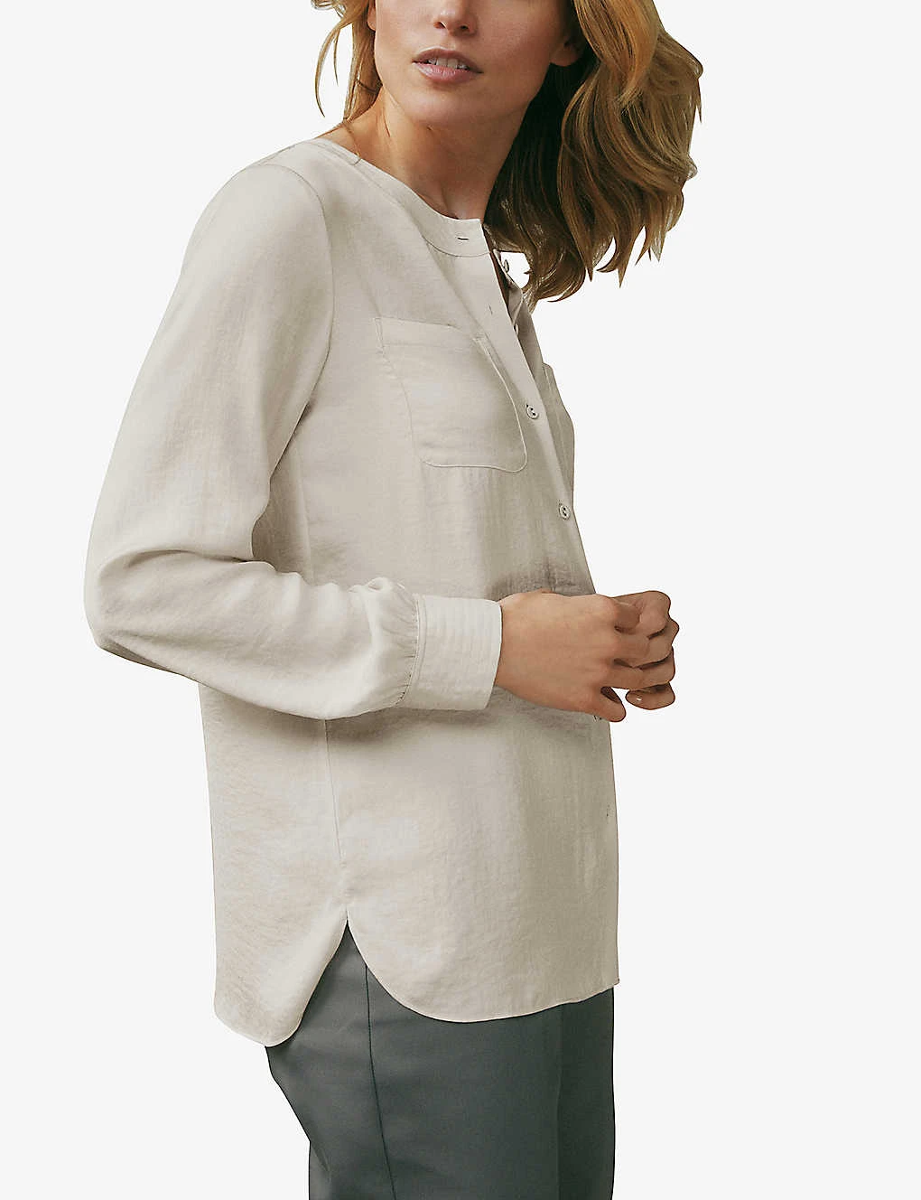 Button-down Collarless Recycled-polyester Shirt 5 Button-down Collarless Recycled-polyester Shirt - Image 3