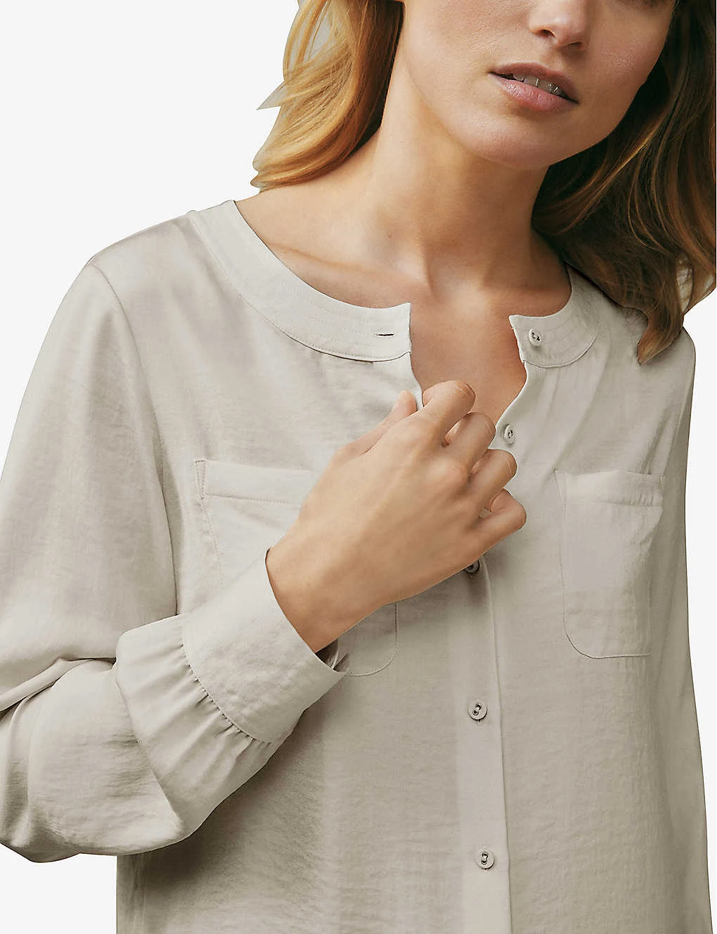 Button-down Collarless Recycled-polyester Shirt 7 Button-down Collarless Recycled-polyester Shirt - Image 5