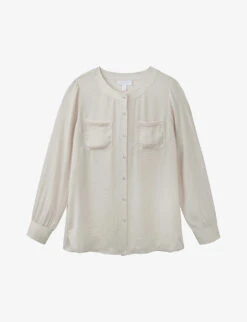 Button-down Collarless Recycled-polyester Shirt