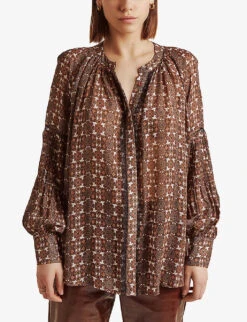 By Malina Antonella Printed Balloon-sleeve Blouse -Ted Baker Store R04005506 FALLPAISLEY ALT01