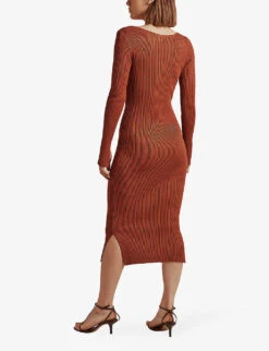 By Malina Tulip Ribbed Knitted Midi Dress -Ted Baker Store R04005513 MOCHA ALT02