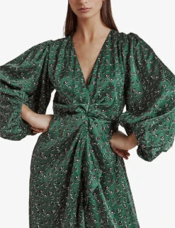 By Malina Blossom Floral-print Satin Midi Dress -Ted Baker Store R04005518 GREENLEO ALT02