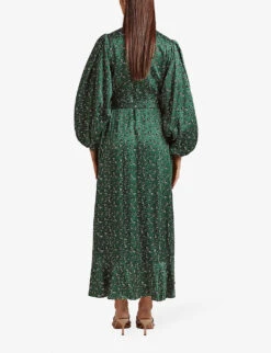 By Malina Blossom Floral-print Satin Midi Dress -Ted Baker Store R04005518 GREENLEO ALT03