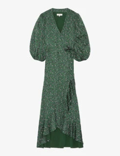 By Malina Blossom Floral-print Satin Midi Dress