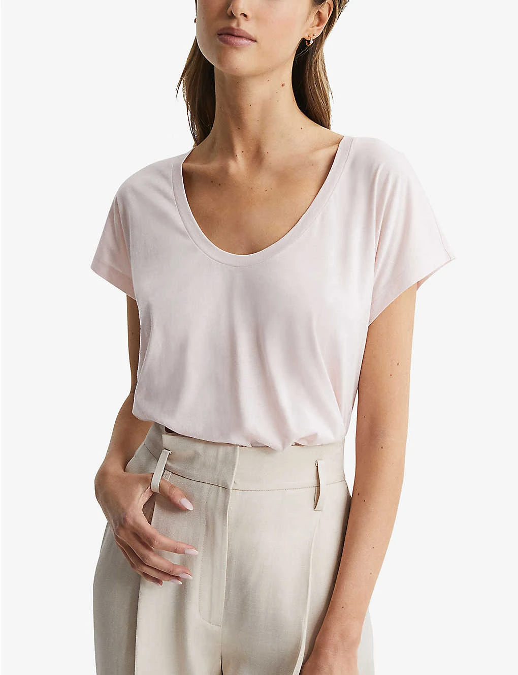 Reiss Caia Relaxed-fit Cotton-blend T-shirt 5 Reiss Caia Relaxed-fit Cotton-blend T-shirt - Image 3