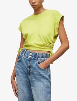 AllSaints Mira Ruched Organic-cotton T-shirt 9 AllSaints Mira Ruched Organic-cotton T-shirt -Ted Baker Store R04006669 ZESTYELLOW ALT02