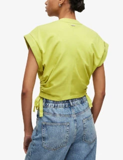 AllSaints Mira Ruched Organic-cotton T-shirt 10 AllSaints Mira Ruched Organic-cotton T-shirt -Ted Baker Store R04006669 ZESTYELLOW ALT03