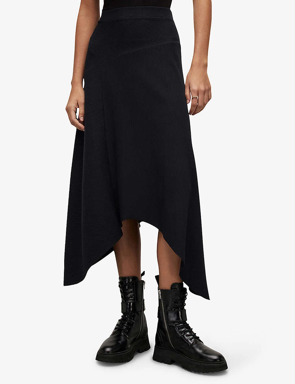 AllSaints Gia Ribbed Stretch-cotton Midi Skirt 5 AllSaints Gia Ribbed Stretch-cotton Midi Skirt - Image 3