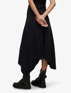AllSaints Gia Ribbed Stretch-cotton Midi Skirt 10 AllSaints Gia Ribbed Stretch-cotton Midi Skirt -Ted Baker Store R04006697 BLACK ALT03