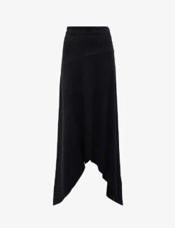 AllSaints Gia Ribbed Stretch-cotton Midi Skirt